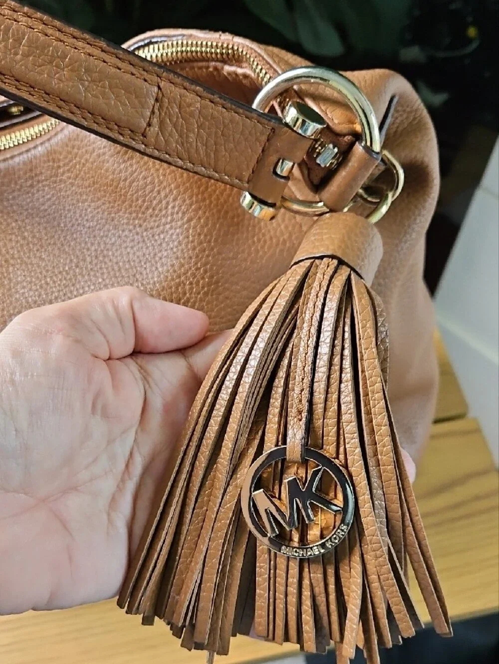 Michael Kors Lydia Large Hobo Shoulder Bag with Tassel in Pebbled Leather